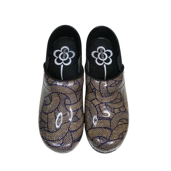 Sanita Women's EU37/US 6 Blue Yellow Patent Leather Clog - Picture 4 of 10